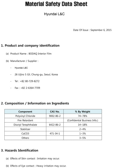 Bodaq Film MSDS