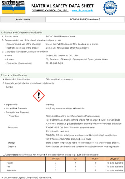 Bodaq Primer MSDS