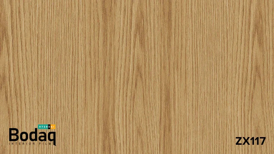 Bodaq ZX117 wood grain interior film by Hyundai with natural light brown wood texture