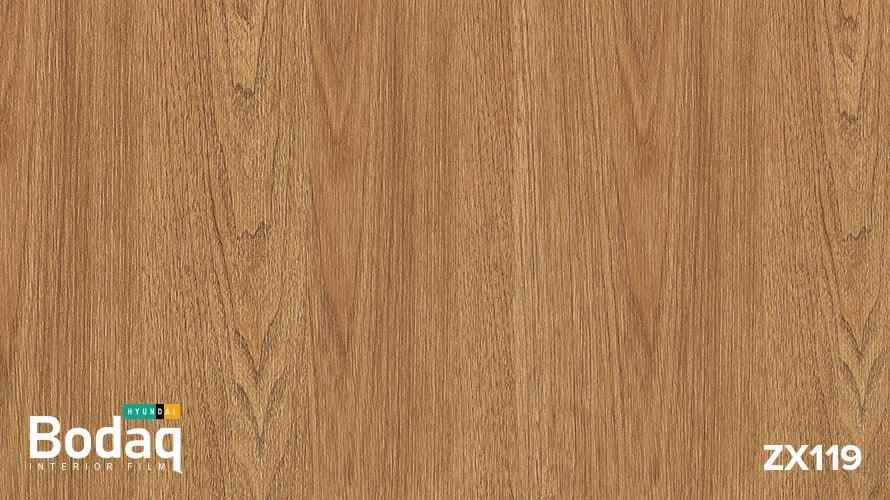 Bodaq Hyundai wood grain interior film sample ZX119 in natural oak finish