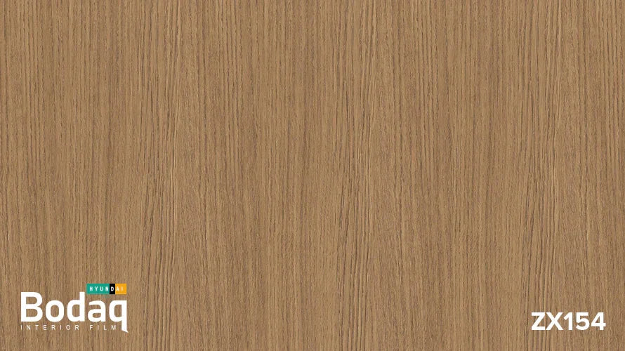 Close-up of Bodaq HyundaI ZX154 wood grain interior film in brown wood texture
