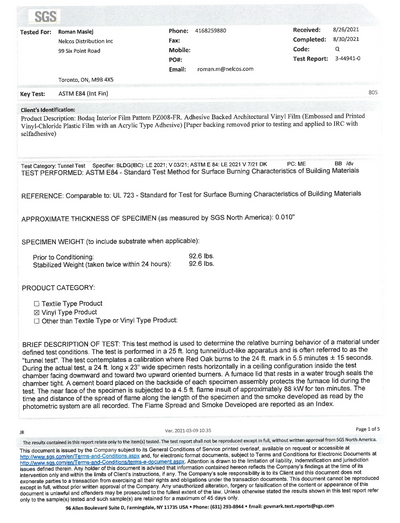 PZ08 ASTM E84 SGS|Fire Retardancy Test